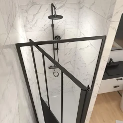 Porte de douche pivotante noir Galedo Fabrik 90cm