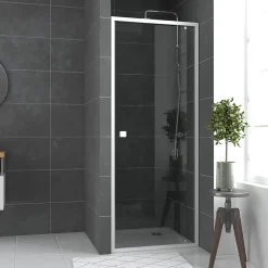 Porte de douche pivotante blanc Galedo Spot transparent 70 à 80cm