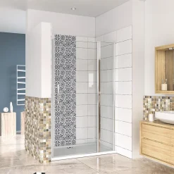 Porte de douche pivotante en 6mm verre securit anticalcaire porte de douche 106cm avec 1 élément fixe Hauteur 187cm