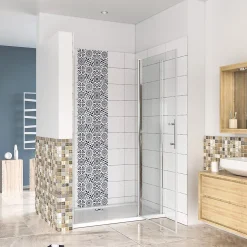 Porte de douche pivotante en 6mm verre securit anticalcaire porte de douche 106cm avec 1 élément fixe Hauteur 187cm