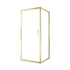 Porte de douche pivotante et paroi fixe l.90 x 90 x H.200 cm profilés doré brossé, Galedo Factory