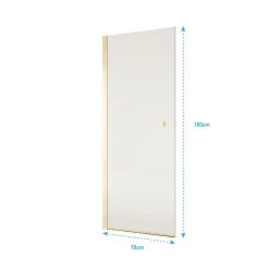 Porte de Douche Pivotante 70x180 cm en Verre Trempe 5 mm - Finition Or Brosse - GOLD ELEMENTARY