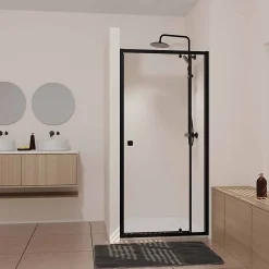 Porte de douche Pivotante Noir 80-90x185cm - Extensible de 78 à 90 cm - BLACK SLIDE 80 90