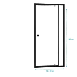 Porte de douche Pivotante Noir 80-90x185cm - Extensible de 78 à 90 cm - BLACK SLIDE 80 90