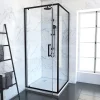 Porte de douche Pivotante et retour 80x80x200 - Profilés noir mat - CRUSH PIVOTANTE