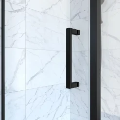 Porte de douche Pivotante et retour 80x80x200 - Profilés noir mat - CRUSH PIVOTANTE