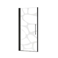 Porte de douche pivotante l.90 x H.192 cm, verre transparent, profilé noir, Schulte Zoé