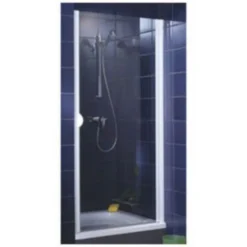 Porte de douche pivotante profilés blancs 80 cm anticalcaire, Schulte Sunny