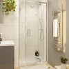 Porte de douche pivotante axe excentré l.80 cm x H.195 cm, verre transparent, profilés alu chrome, GoodHome Ledava