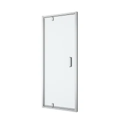 Porte de douche pivotante axe excentré l.80 cm x H.195 cm, verre transparent, profilés alu chrome, GoodHome Ledava