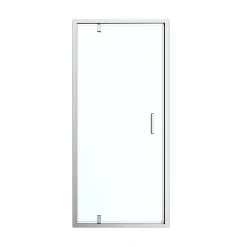 Porte de douche pivotante axe excentré l.80 cm x H.195 cm, verre transparent, profilés alu chrome, GoodHome Ledava