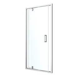 Porte de douche pivotante axe excentré l.80 cm x H.195 cm, verre transparent, profilés alu chrome, GoodHome Ledava