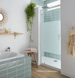 Porte de douche pivotante Cooke & Lewis Onega sérigraphié 90 cm