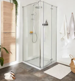 Porte de douche pivotante GoodHome Ezili transparent alu brossé 90 cm