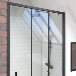 Porte de douche pivotante noir Galedo FactorX 90cm