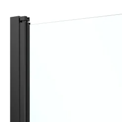 Porte de douche pivotante l.80 x H.195 cm, verre transparent, profilés alu noir, GoodHome Ledava