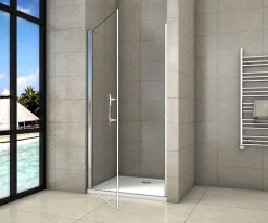 Porte de douche pivotante 90x180cm en 6mm verre anticalcaire porte de douche Hauteur 180cm Installation en niche