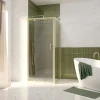 Porte de douche pivotante et paroi fixe l.80 x 80 x H.200 cm profilés doré brossé, Galedo Factory