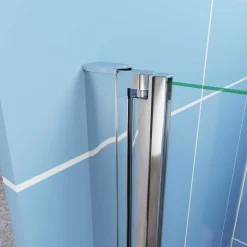 Porte de Douche Pivotante 70x185cm en 6mm verre bande central Dépoli et Anticalcaire - Installation à gauche en niche