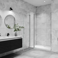 Porte De douche pivotante 120x185cm en 6mm verre anticalcaire porte de douche pliante avec un élément fixe