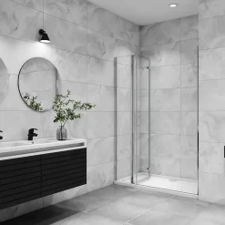 Porte De douche pivotante 120x185cm en 6mm verre anticalcaire porte de douche pliante avec un élément fixe