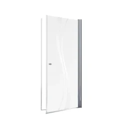 Porte de douche pivotante l.80 x H.192 cm, verre transparent anticalcaire, décor Liane, profilé chromé, Schulte NewStyle