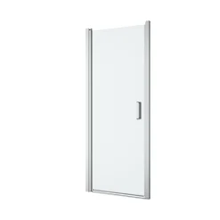 Porte de douche pivotante l.80 x H.195 cm, verre transparent, profilés alu chrome, GoodHome Ledava