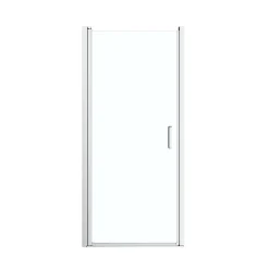 Porte de douche pivotante l.80 x H.195 cm, verre transparent, profilés alu chrome, GoodHome Ledava