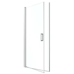 Porte de douche pivotante l.80 x H.195 cm, verre transparent, profilés alu chrome, GoodHome Ledava