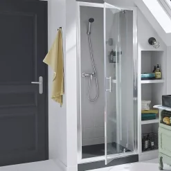 Porte de douche pivotante Cooke & Lewis Onega transparente 80 cm