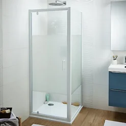 Porte de douche pivotante Cooke & Lewis Onega sérigraphié 80 cm