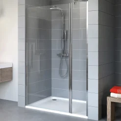 Porte de douche pivotante l.120xH.192cm, verre transparent anticalcaire 5mm, profilé chromé, Schulte NewStyle