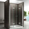 Porte de douche pliante EMMY H.195 largeur réglable 112 à 116 cm verre transparent - Saniverre