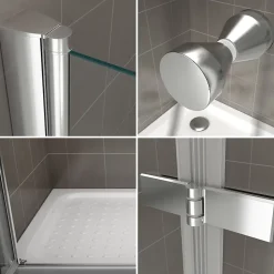 Porte de douche pliante EMMY H.195 largeur réglable 112 à 116 cm verre transparent - Saniverre