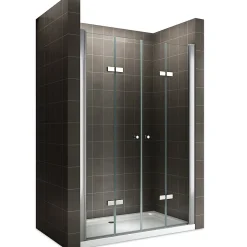 Porte de douche pliante EMMY H.195 largeur réglable 112 à 116 cm verre transparent - Saniverre
