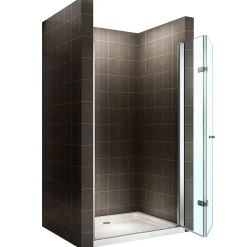Porte de douche pliante MONA H.195 - largeur réglable de 84 à 88 cm verre transparent - Saniverre