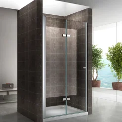 Porte de douche pliante MONA H.195 - largeur réglable de 76 à 80 cm verre transparent - Saniverre