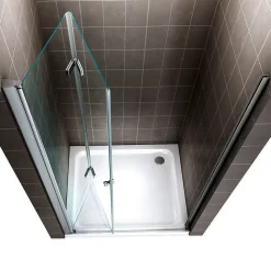 Porte de douche pliante MONA H.195 - largeur réglable de 76 à 80 cm verre transparent - Saniverre