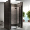 Porte de douche pliante MONABLACK H.195 largeur réglable 96 à 100 cm verre transparent - Saniverre