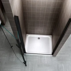 Porte de douche pliante MONABLACK H.195 largeur réglable 92 à 96 cm verre transparent - Saniverre