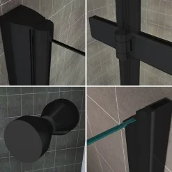 Porte de douche pliante MONABLACK H.195 largeur réglable 92 à 96 cm verre transparent - Saniverre
