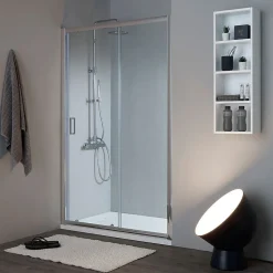 Porte de douche pour niche 130 cm verre clair réversible - new giada