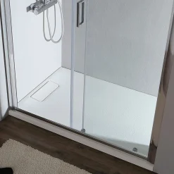 Porte de douche pour niche 130 cm verre clair réversible - new giada
