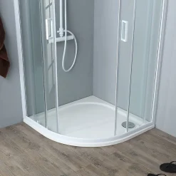 Porte De Douche Semi-Circulaire Avec Profilés Blancs 80X80 Cm - Venere
