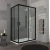 Porte De Douche 80X100 H 190 Profilé Noir Mat Verre Clair - City