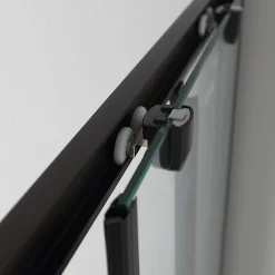 Porte De Douche 80X100 H 190 Profilé Noir Mat Verre Clair - City