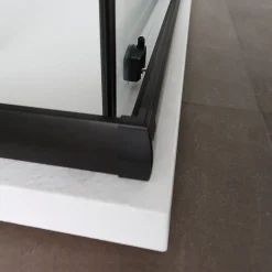 Porte De Douche 80X100 H 190 Profilé Noir Mat Verre Clair - City