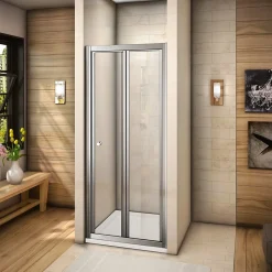Porte de douche 80x185cm en verre trempé porte de douche pliante vers l'intérieur installation en niche