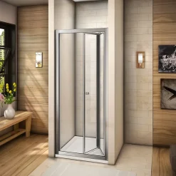 Porte de douche 100x185cm en verre trempé porte de douche pliante vers l'intérieur installation en niche
