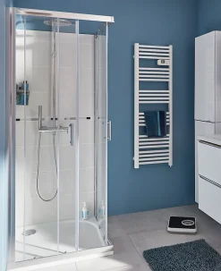 Portes de douche angle droit Cooke & Lewis Onega transparent 80 x 80 cm